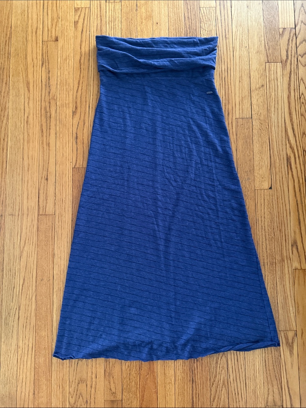 Roxy Blue Strapless Maxi Skirt with Fold-Over Waist